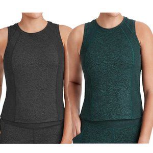 Women's Cropped Tank Top Shirt Soft Rib Gray and Blue 2 pc Lot, NWT